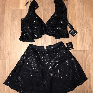 Lulu’s 2 piece black sequince dress. Never worn.